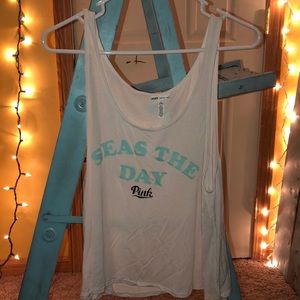 white ‘pink’ tank top